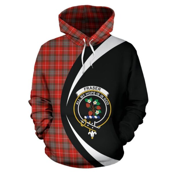 Fraser Weathered Clan Hoodie, Scottish Tartan Fraser Weathered Clans Hoodie Circle Style