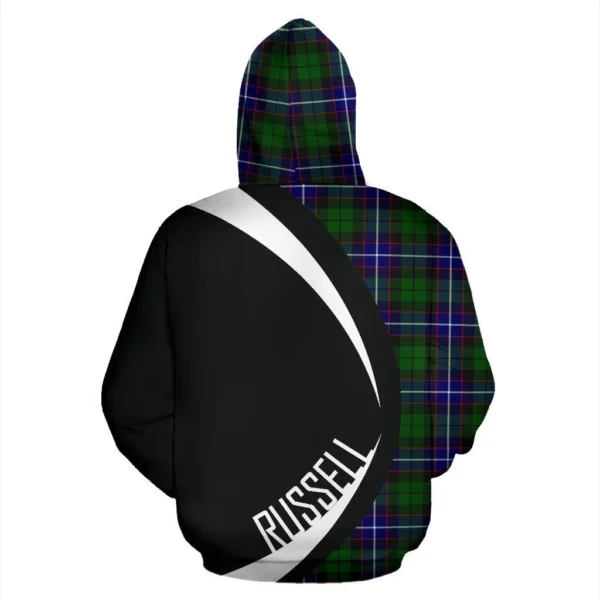 Russell Modern Clan Hoodie, Scottish Tartan Russell Modern Clans Hoodie Circle Style - Image 2