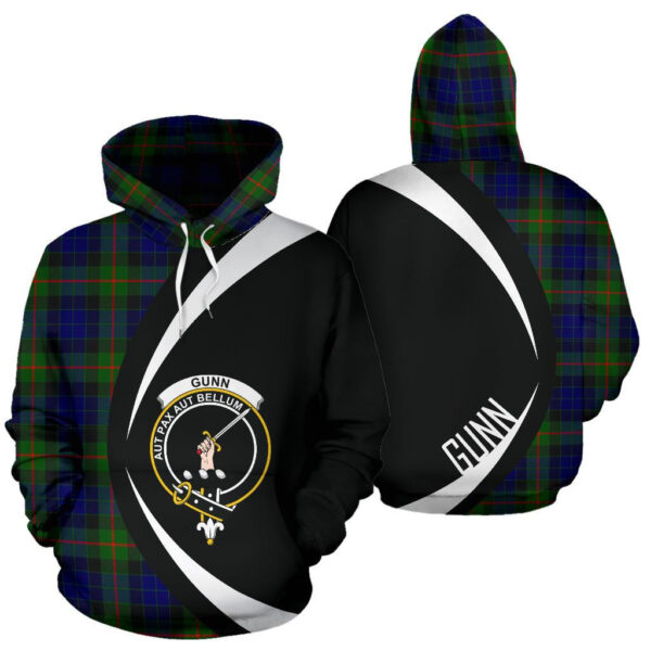 Gunn Modern Clan Hoodie, Scottish Tartan Gunn Modern Clans Hoodie Circle Style - Image 3