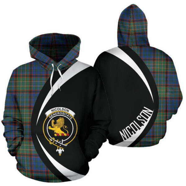 Nicolson Hunting Ancient Clan Hoodie, Scottish Tartan Nicolson Hunting Ancient Clans Hoodie Circle Style - Image 3