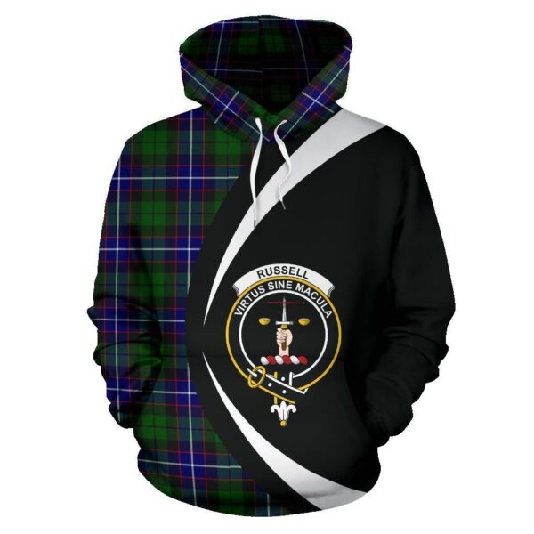 Russell Modern Clan Hoodie, Scottish Tartan Russell Modern Clans Hoodie Circle Style