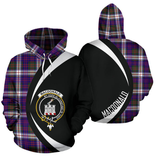 MacDonald Dress Modern Clan Hoodie, Scottish Tartan MacDonald Dress Modern Clans Hoodie Circle Style - Image 3