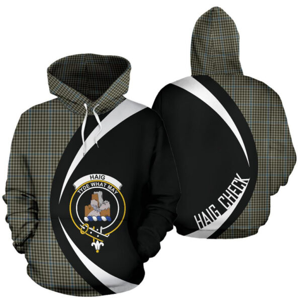 Haig Check Clan Hoodie, Scottish Tartan Haig Check Clans Hoodie Circle Style - Image 3