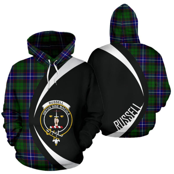 Russell Modern Clan Hoodie, Scottish Tartan Russell Modern Clans Hoodie Circle Style - Image 3