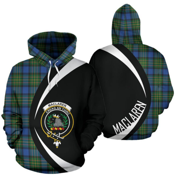 MacLaren Ancient Clan Hoodie, Scottish Tartan MacLaren Ancient Clans Hoodie Circle Style - Image 3