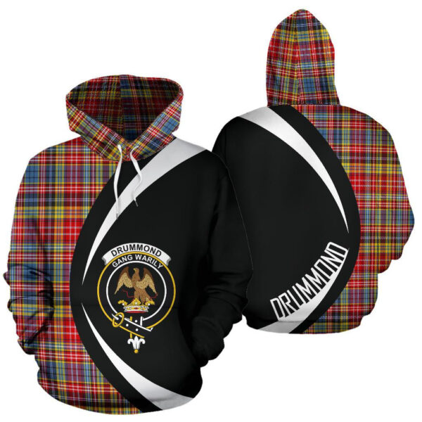 Drummond of Strathallan Clan Hoodie, Scottish Tartan Drummond of Strathallan Clans Hoodie Circle Style - Image 3