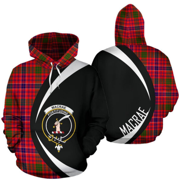 MacRae Modern Clan Hoodie, Scottish Tartan MacRae Modern Clans Hoodie Circle Style - Image 3