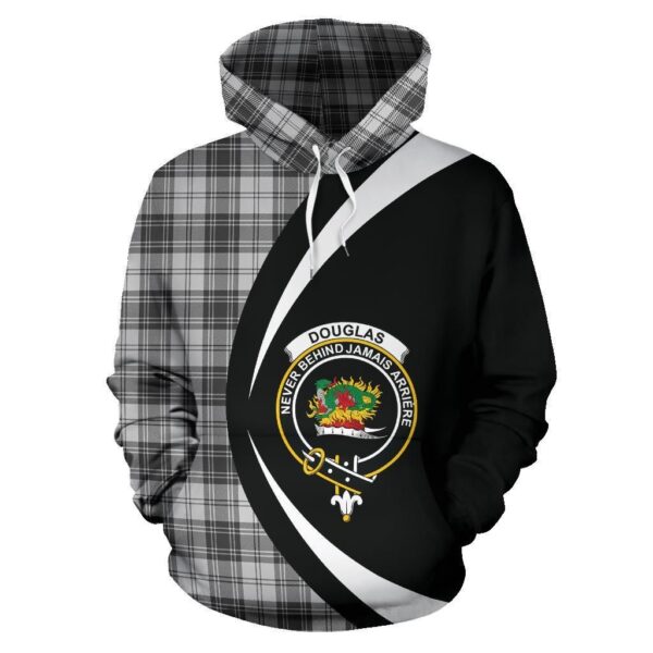 Douglas Grey Modern Clan Hoodie, Scottish Tartan Douglas Grey Modern Clans Hoodie Circle Style