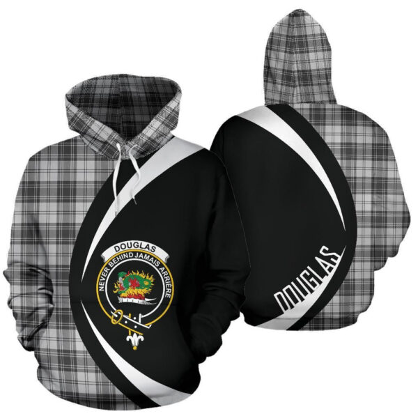 Douglas Grey Modern Clan Hoodie, Scottish Tartan Douglas Grey Modern Clans Hoodie Circle Style - Image 3