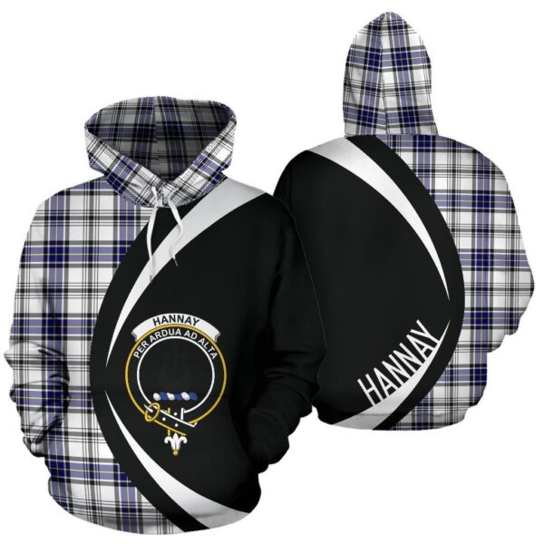 Hannay Modern Clan Hoodie, Scottish Tartan Hannay Modern Clans Hoodie Circle Style - Image 3