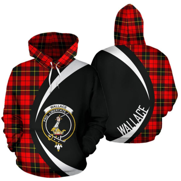 Wallace Hunting - Red Clan Hoodie, Scottish Tartan Wallace Hunting - Red Clans Hoodie Circle Style - Image 3