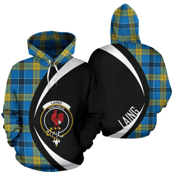 Laing Clan Hoodie, Scottish Tartan Laing Clans Hoodie Circle Style - Image 3