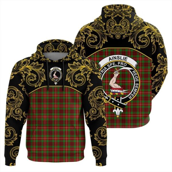 Ainslie Clan Hoodie, Scottish Tartan Ainslie Clans Hoodie Empire Style