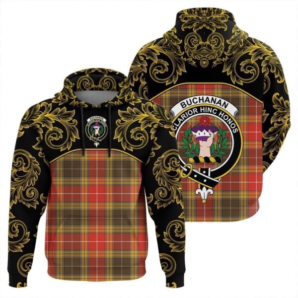 Buchanan Old Set Weathered Clan Hoodie, Scottish Tartan Buchanan Old Set Weathered Clans Hoodie Empire Style