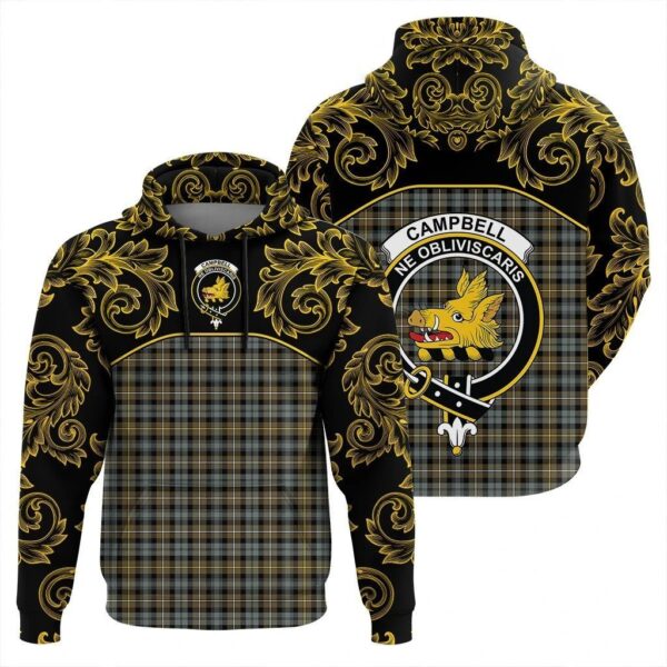 Campbell Argyll Weathered Clan Hoodie, Scottish Tartan Campbell Argyll Weathered Clans Hoodie Empire Style