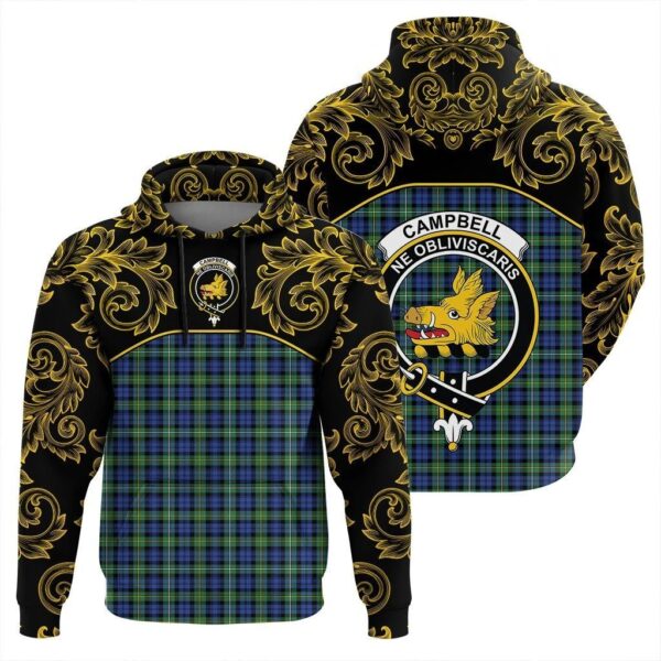 Campbell Argyll Ancient Clan Hoodie, Scottish Tartan Campbell Argyll Ancient Clans Hoodie Empire Style