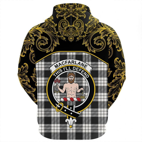 MacFarlane Black & White Ancient Clan Hoodie, Scottish Tartan MacFarlane Black & White Ancient Clans Hoodie Empire Style - Image 3