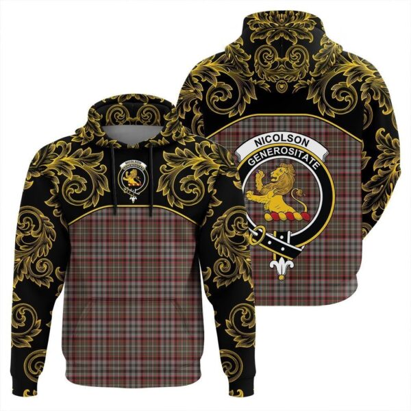 Nicolson Hunting Weathered Clan Hoodie, Scottish Tartan Nicolson Hunting Weathered Clans Hoodie Empire Style