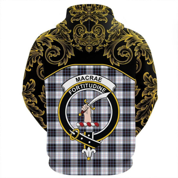 MacRae Dress Modern Clan Hoodie, Scottish Tartan MacRae Dress Modern Clans Hoodie Empire Style - Image 3