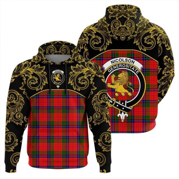 Nicolson Modern Clan Hoodie, Scottish Tartan Nicolson Modern Clans Hoodie Empire Style