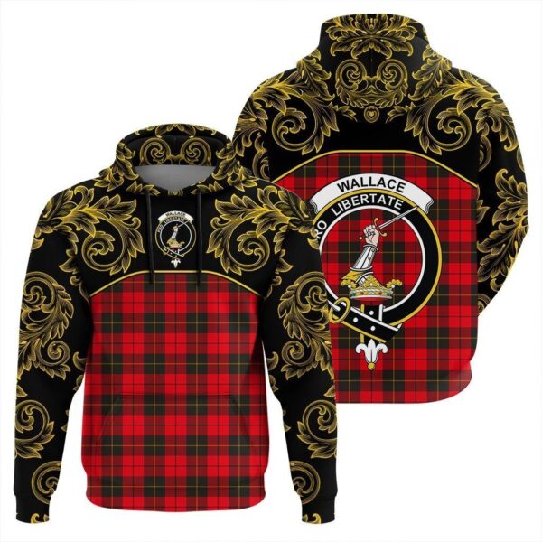 Wallace Weathered Clan Hoodie, Scottish Tartan Wallace Weathered Clans Hoodie Empire Style