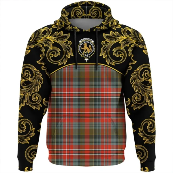 MacPherson Weathered Clan Hoodie, Scottish Tartan MacPherson Weathered Clans Hoodie Empire Style - Image 2