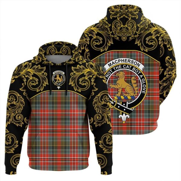 MacPherson Weathered Clan Hoodie, Scottish Tartan MacPherson Weathered Clans Hoodie Empire Style