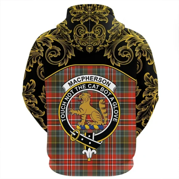 MacPherson Weathered Clan Hoodie, Scottish Tartan MacPherson Weathered Clans Hoodie Empire Style - Image 3