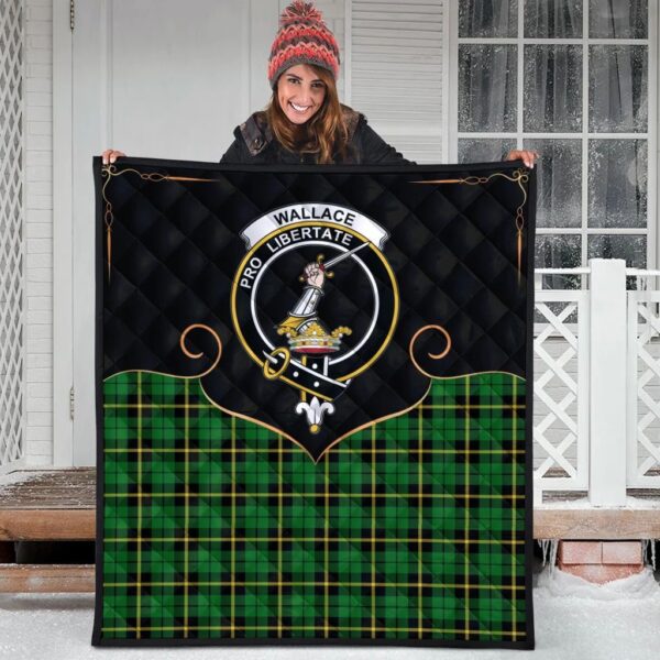 Wallace Hunting Green Clan Quilt, Scottish Tartan Wallace Hunting Green Clans Premium Quilt Cherish Style