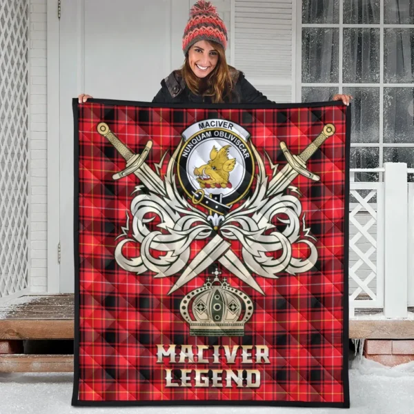 MacIver Modern Clan Quilt, Scottish Tartan MacIver Modern Clans Premium Quilt Legend Gold Royal Style