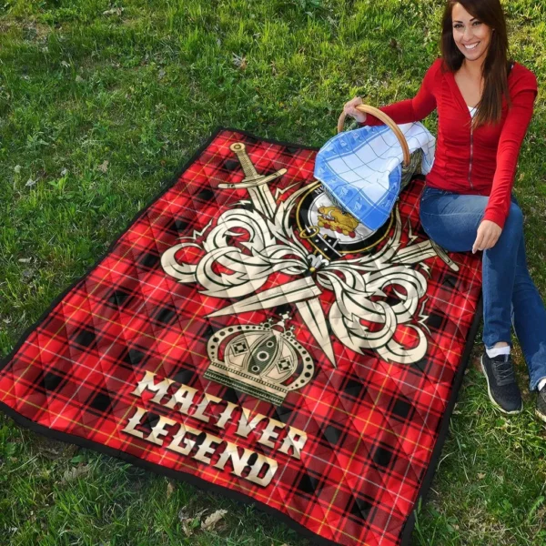 MacIver Modern Clan Quilt, Scottish Tartan MacIver Modern Clans Premium Quilt Legend Gold Royal Style - Image 4