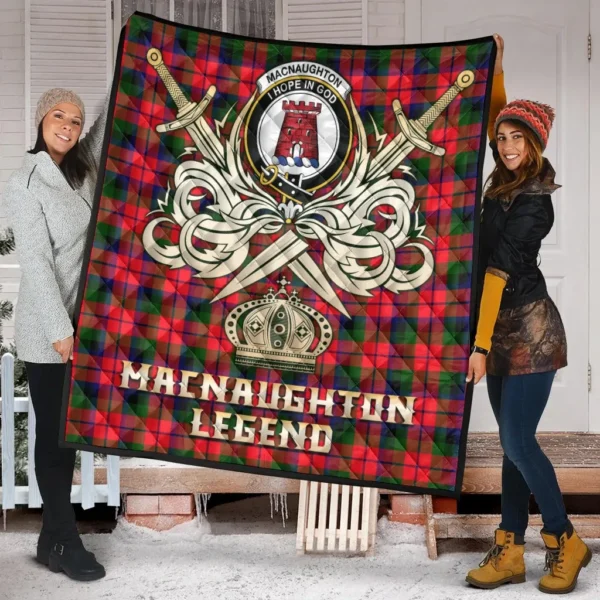 MacNaughton Modern Clan Quilt, Scottish Tartan MacNaughton Modern Clans Premium Quilt Legend Gold Royal Style - Image 2