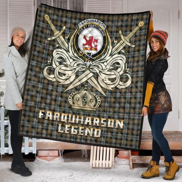 Farquharson Weathered Clan Quilt, Scottish Tartan Farquharson Weathered Clans Premium Quilt Legend Gold Royal Style - Image 2