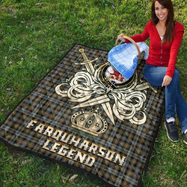 Farquharson Weathered Clan Quilt, Scottish Tartan Farquharson Weathered Clans Premium Quilt Legend Gold Royal Style - Image 4