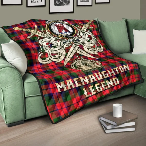 MacNaughton Modern Clan Quilt, Scottish Tartan MacNaughton Modern Clans Premium Quilt Legend Gold Royal Style - Image 3