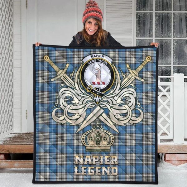 Napier Ancient Clan Quilt, Scottish Tartan Napier Ancient Clans Premium Quilt Legend Gold Royal Style