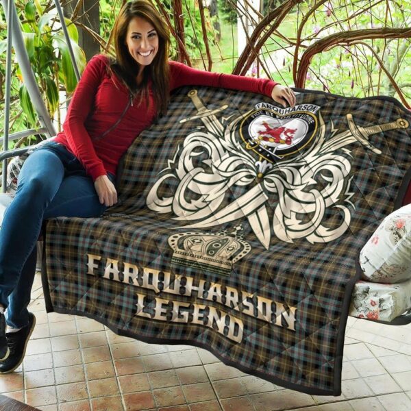 Farquharson Weathered Clan Quilt, Scottish Tartan Farquharson Weathered Clans Premium Quilt Legend Gold Royal Style - Image 5