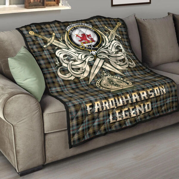 Farquharson Weathered Clan Quilt, Scottish Tartan Farquharson Weathered Clans Premium Quilt Legend Gold Royal Style - Image 6