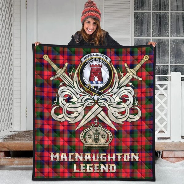 MacNaughton Modern Clan Quilt, Scottish Tartan MacNaughton Modern Clans Premium Quilt Legend Gold Royal Style