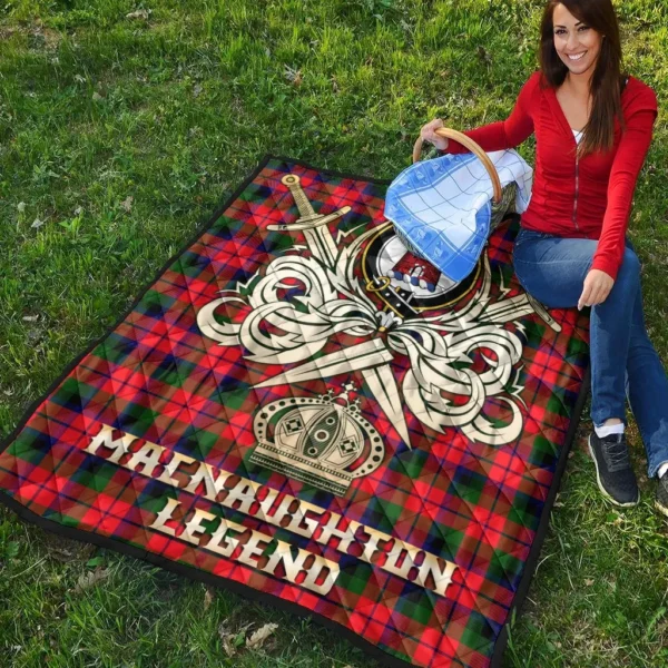 MacNaughton Modern Clan Quilt, Scottish Tartan MacNaughton Modern Clans Premium Quilt Legend Gold Royal Style - Image 4