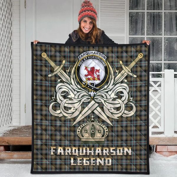 Farquharson Weathered Clan Quilt, Scottish Tartan Farquharson Weathered Clans Premium Quilt Legend Gold Royal Style