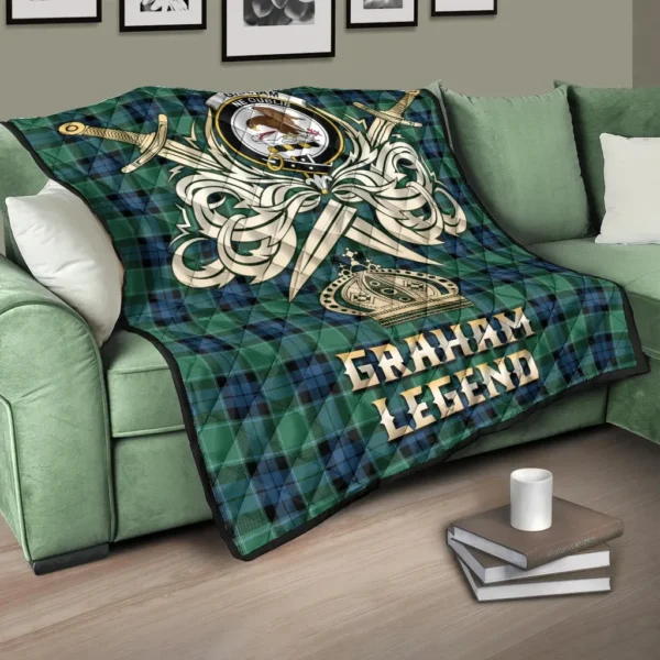 Graham of Menteith Ancient Clan Quilt, Scottish Tartan Graham of Menteith Ancient Clans Premium Quilt Legend Gold Royal Style - Image 3