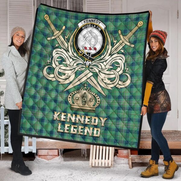 Kennedy Ancient Clan Quilt, Scottish Tartan Kennedy Ancient Clans Premium Quilt Legend Gold Royal Style - Image 2