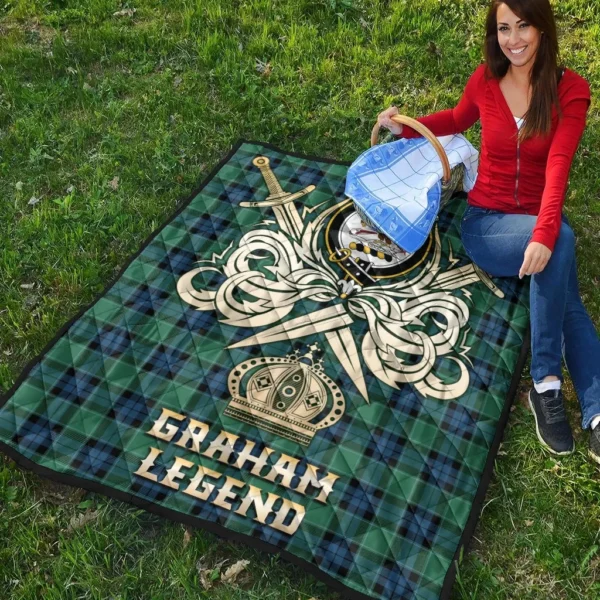 Graham of Menteith Ancient Clan Quilt, Scottish Tartan Graham of Menteith Ancient Clans Premium Quilt Legend Gold Royal Style - Image 4