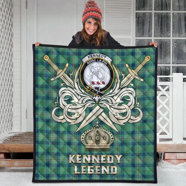 Kennedy Ancient Clan Quilt, Scottish Tartan Kennedy Ancient Clans Premium Quilt Legend Gold Royal Style