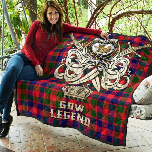 Gow of McGouan Clan Quilt, Scottish Tartan Gow of McGouan Clans Premium Quilt Legend Gold Royal Style - Image 5