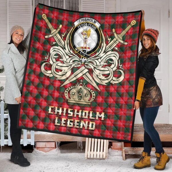 Chisholm Modern Clan Quilt, Scottish Tartan Chisholm Modern Clans Premium Quilt Legend Gold Royal Style - Image 2