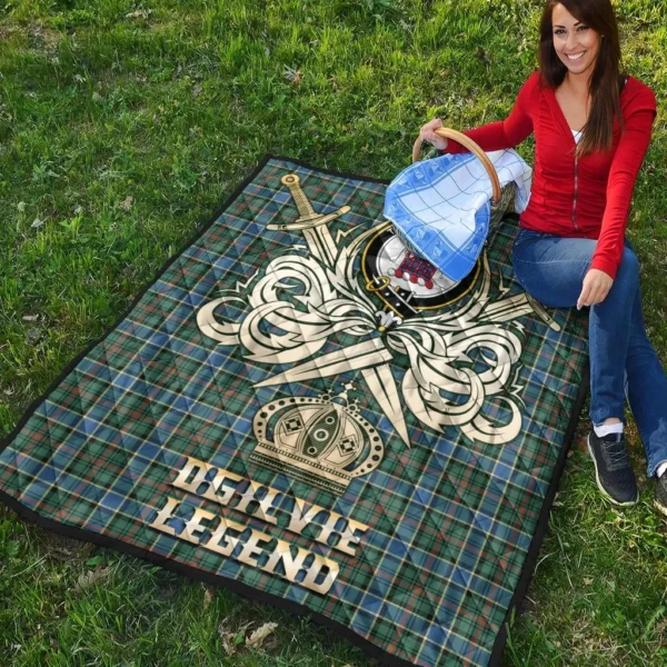 Ogilvie Hunting Ancient Clan Quilt, Scottish Tartan Ogilvie Hunting Ancient Clans Premium Quilt Legend Gold Royal Style - Image 4