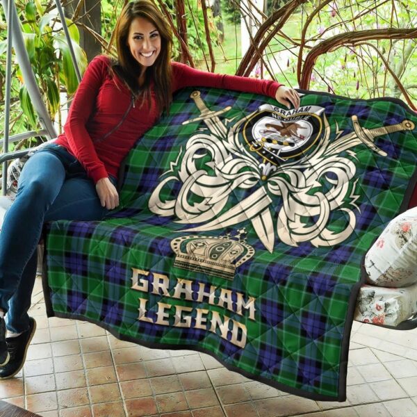 Graham of Menteith Modern Clan Quilt, Scottish Tartan Graham of Menteith Modern Clans Premium Quilt Legend Gold Royal Style - Image 5