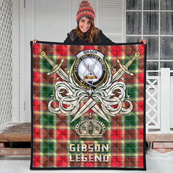 Gibson Clan Quilt, Scottish Tartan Gibson Clans Premium Quilt Legend Gold Royal Style